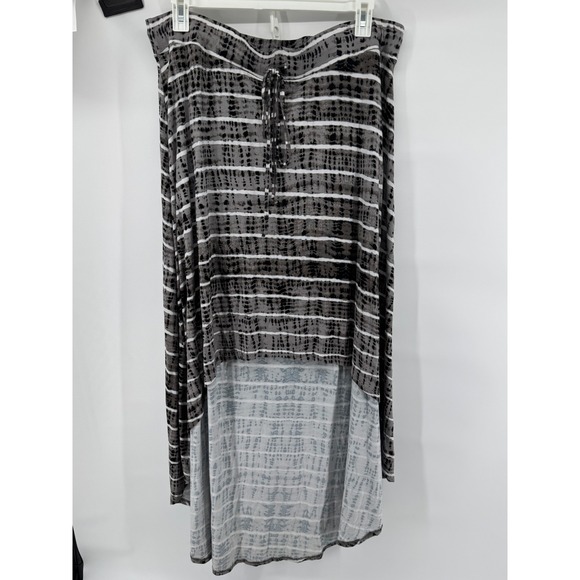 Torrid Maxi Skirt Plus Size 3 Gray White Striped High Low Drawstring Waist - Picture 1 of 8